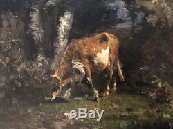 Barbizon School, Late Nineteenth, Cow In An Undergrowth, Oil On Canvas, Painting