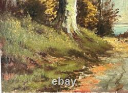 Barbizon School Original Antique Landscape Garden Oil Painting, Signed