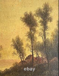 Barbizon School Original Antique Landscape Oil Canvas Painting, Forest, Framed