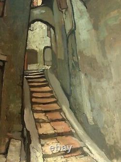 Beat Robert (1903-1990) Alley Village Basque Country Old Oil/signboard