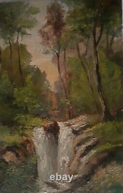 Beau Barbizon XIX Small Landscape At The Cascade In The Forest Near Gustave Courbet