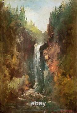 Beau Barbizon XIX Small Landscape At The Cascade In The Forest Near Gustave Courbet