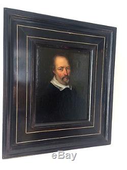 Beautiful 17th Century Portrait Dated 1649 With A Frame With Bone Inlay