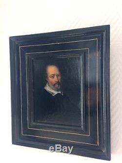 Beautiful 17th Century Portrait Dated 1649 With A Frame With Bone Inlay