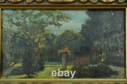 Beautiful Ancient Painting Landscape Garden View Stele Spring Golden Wood Frame