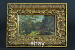 Beautiful Ancient Painting Landscape Garden View Stele Spring Golden Wood Frame