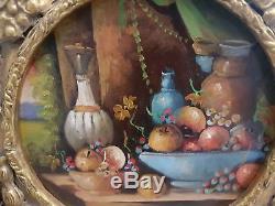 Beautiful And Ancient Oil On Wood, Still Life With Fruits Signed A. Bruni