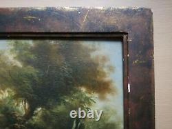 Beautiful Animated Landscape, 18th Century, Castle, Oil On Wooden Panel, Framed