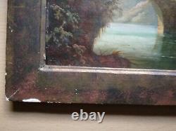 Beautiful Animated Landscape, 18th Century, Castle, Oil On Wooden Panel, Framed