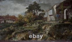 Beautiful Barbizon 19th-century landscape in a stormy countryside