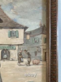 Beautiful Fauvist Painting Oil on Wood Panel Man Portrait 1950 Brittany Turnip