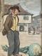 Beautiful Fauvist Painting, Oil On Wood Panel, Portrait Of A Man, 1950, Brittany, Turnip