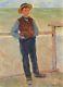Beautiful Framed Picture. Young Man At The Boater. J. Engel. Pourville. Normandy