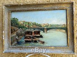 Beautiful Impressionist Painting 1920-1930. Animated Landscape Of The Banks Of The Seine