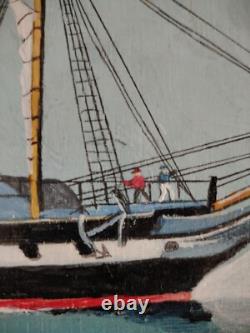 Beautiful Marine Steam Boat Oil on Wood / Anglo-Saxon / Year 30