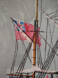 Beautiful Marine Steam Boat Oil on Wood / Anglo-Saxon / Year 30