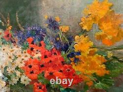 Beautiful Oil On Canvas 19th Bouquet De Fleurs By Joseph Odde