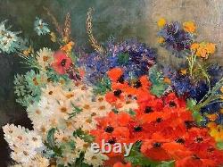 Beautiful Oil On Canvas 19th Bouquet De Fleurs By Joseph Odde