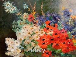 Beautiful Oil On Canvas 19th Bouquet De Fleurs By Joseph Odde