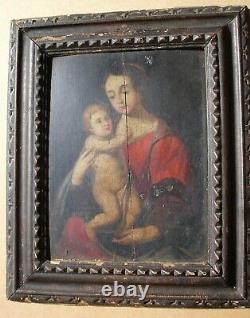 Beautiful Oil On Panel Nativity Seventeenth End To See