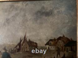 Beautiful Oil Painting on Wood Panel Hsp Marine Boat Painting 1900 Antique Art
