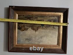 Beautiful Oil Painting on Wood Panel Hsp Marine Boat Painting 1900 Antique Art