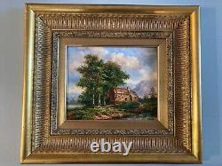 Beautiful Oil Painting on Wood Panel by Morrice House by the River Art