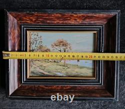 Beautiful Oil on Wood Framed Maritime Landscape Under Glass