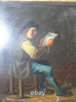 Beautiful Oil on Wood: Man Reading