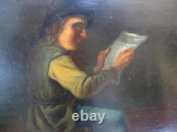 Beautiful Oil on Wood: Man Reading