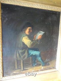 Beautiful Oil on Wood: Man Reading