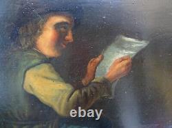 Beautiful Oil on Wood: Man Reading