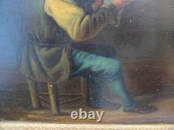 Beautiful Oil on Wood: Man Reading