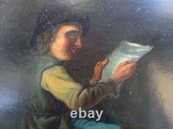 Beautiful Oil on Wood: Man Reading