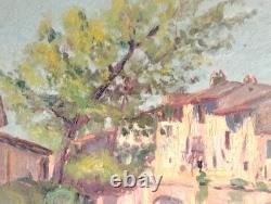 Beautiful Oil on Wood Montgaillard Ariège 1902 Signed Rustic House on the Sios