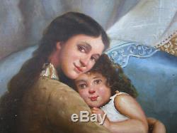 Beautiful Old Motherhood Painting Mother And Unsigned Gypsy Spanish Girl