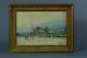 Beautiful Old Painting Oil On Wood Animated Landscape Signed Blin 19e