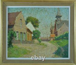 Beautiful Old Painting View Of Rue Summer Bourghelles Lille Impressionist S Monnatte