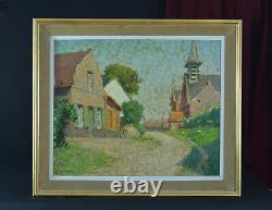 Beautiful Old Painting View Of Rue Summer Bourghelles Lille Impressionist S Monnatte