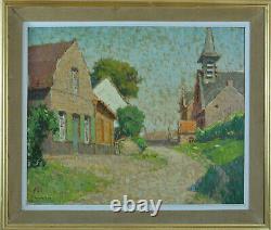 Beautiful Old Painting View Of Rue Summer Bourghelles Lille Impressionist S Monnatte