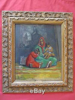 Beautiful Orientalist Oil By Mercédès Ducomet Mother And Her Children
