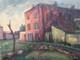 Beautiful Painting Landscape House Building 1950 Oil On Panel Hsp Signed Onde