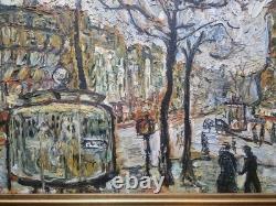 Beautiful Painting, Oil on Hardboard, Paris Boulevard Street Scene, Expressionism, 1950s