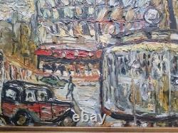 Beautiful Painting, Oil on Hardboard, Paris Boulevard Street Scene, Expressionism, 1950s