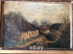 Beautiful Painting, Oil on Wood Panel, Countryside Landscape to Clean