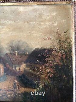 Beautiful Painting, Oil on Wood Panel, Countryside Landscape to Clean