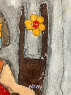 Beautiful Painting Panel Wood Outsider Art Nabarus Isabelle Master Art Flower
