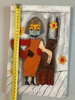 Beautiful Painting Panel Wood Outsider Art Nabarus Isabelle Master Art Flower