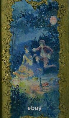 Beautiful Painting Rochegrosse Portrait Dinner Couple Champagne Romantic At Night 19th