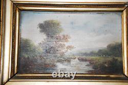 Beautiful Pair Of Tables Xixème, Oil On Wood, Signed